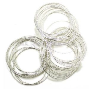 Silver tone bangle bracelet stack